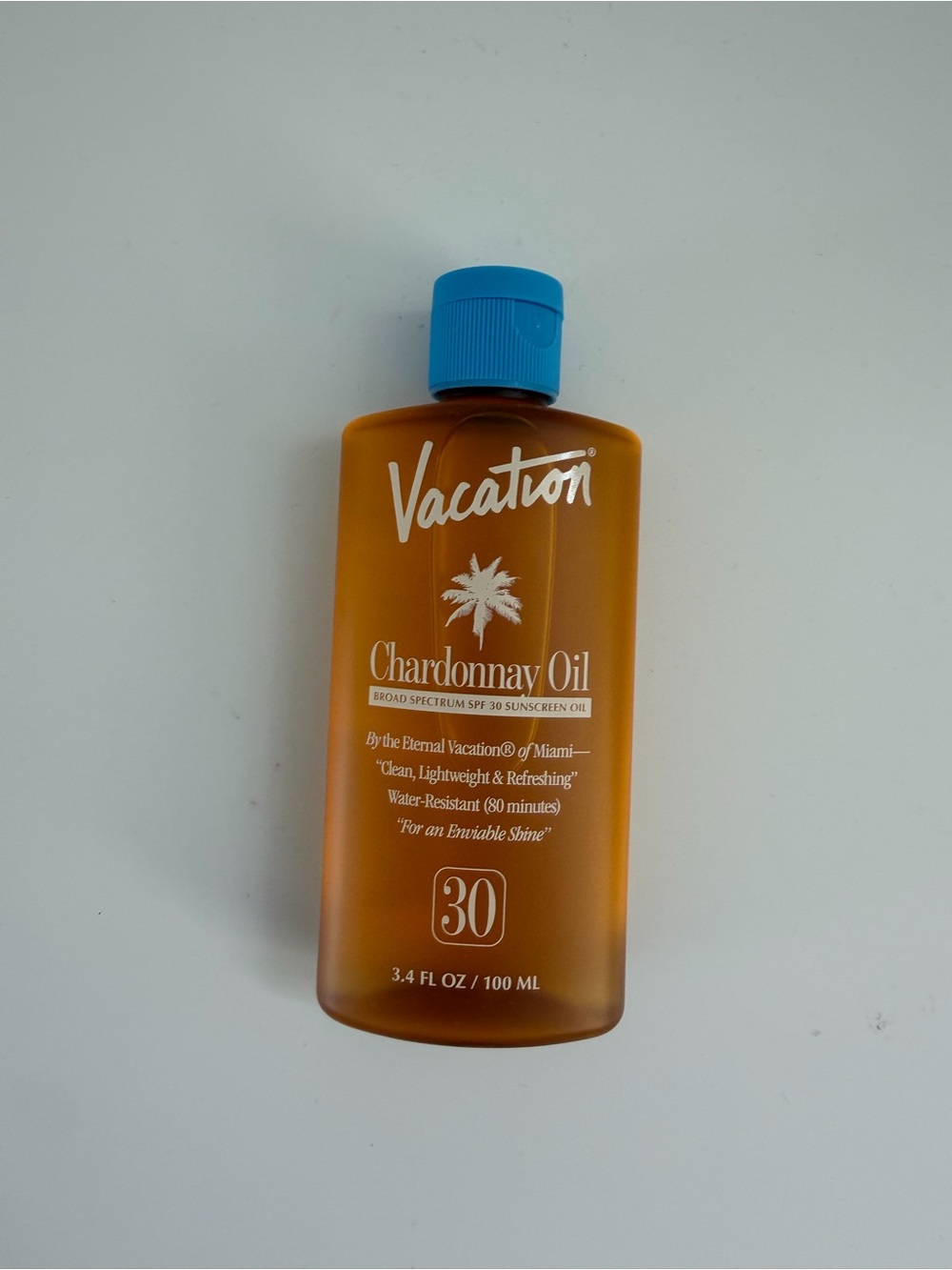 Vacation Chardonnay Oil SPF 30 Sunscreen Oil - Amber Bottle with Blue Cap